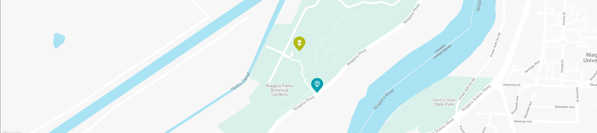 Map of location leading to an interactive map of Niagara Parks
