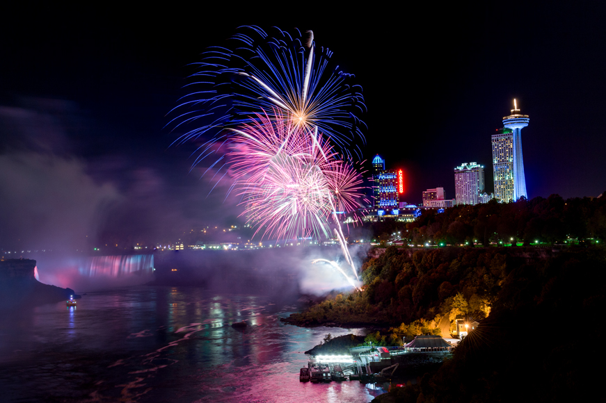 The Falls Fireworks happening in the night