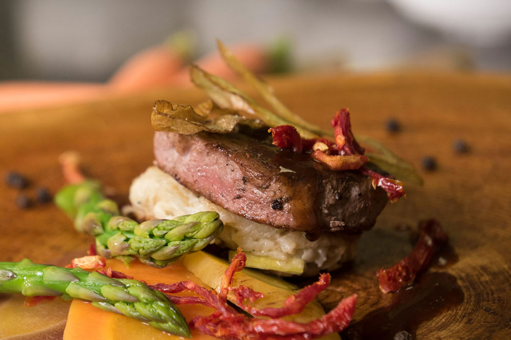 A steak and vegetables dish served at Ontario’s Backyard to the Table