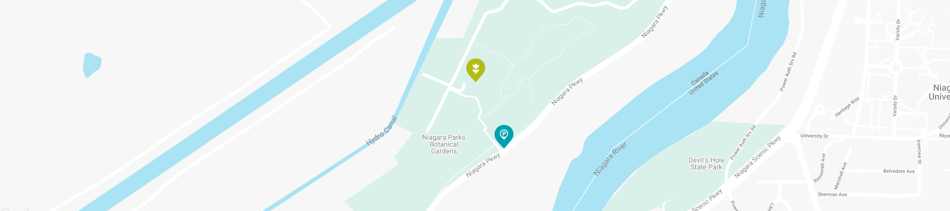 Map of location leading to an interactive map of Niagara Parks
