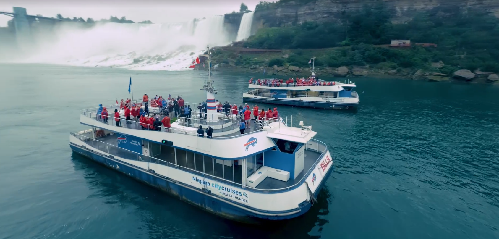 Buffalo Bills Legends Ryan Fitzpatrick and Stevie Johnson Complete Cross-Border Catch at Niagara Falls
